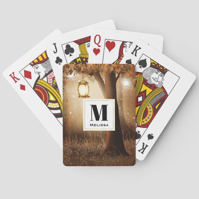 Jeu De Cartes Forêt magique avec lumières des fées Monogramme (dos)
