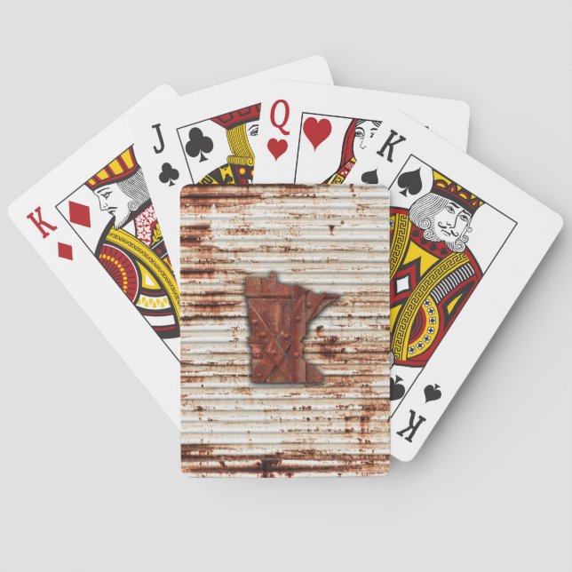 Jeu De Cartes Forme du Minnesota de rouille rouge (dos)