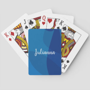 Jeu De Cartes Formes Abstraites élégantes en bleu Nom personnali