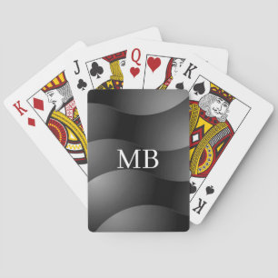 Jeu De Cartes Formes courbées noires et grises, Monogramme blanc
