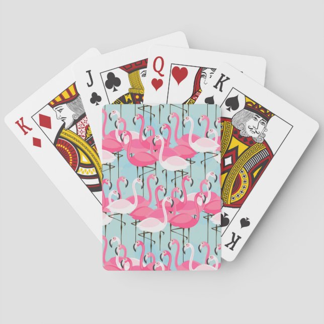 Jeu De Cartes Foule De Flamants roses Rose Et Blanc (dos)