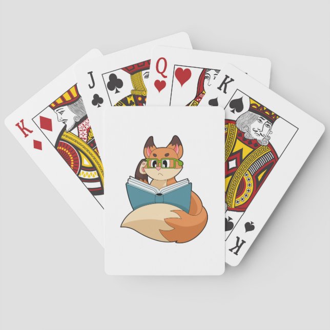 Jeu De Cartes Fox as nerd with Book & Glasses (dos)