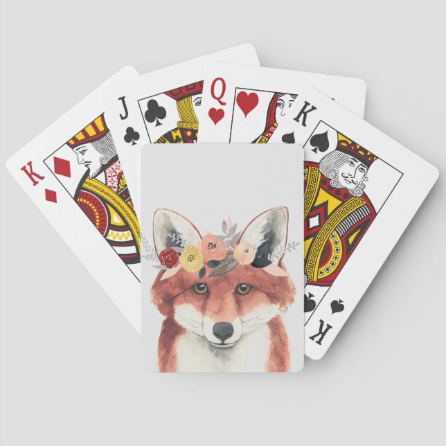 Jeu De Cartes Fox de forestier de couronne de fleur (dos)