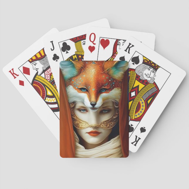 Jeu De Cartes Fox Femme Surreal Imaginaire Art (dos)