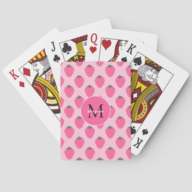 Jeu De Cartes Fraises roses, mignonnes customisées (dos)