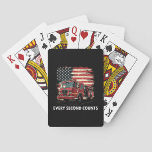 Jeu De Cartes Frapeau américain pompier léger ligne rouge pompie