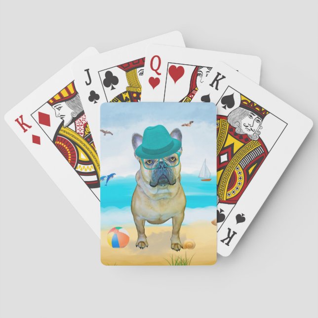 Jeu De Cartes French Bulldog sur la plage (dos)