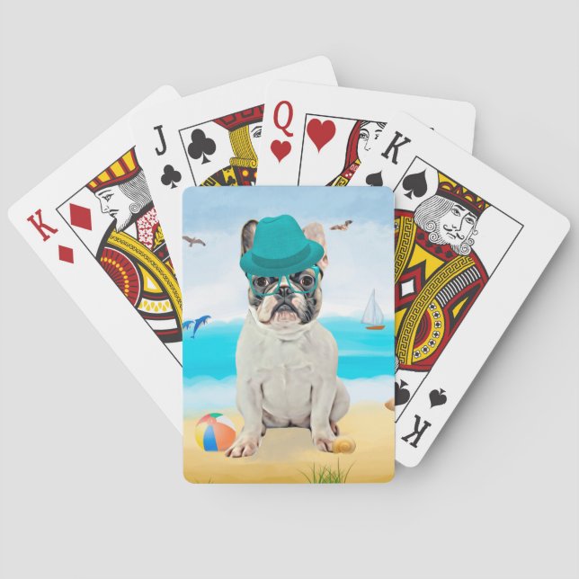 Jeu De Cartes French Bulldog sur la plage (dos)
