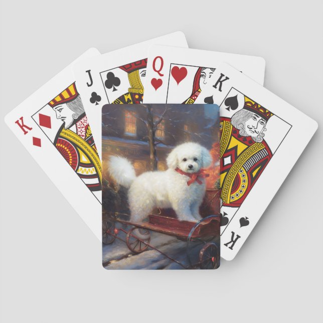 Jeu De Cartes Frise de Bichon Frise Festin de Noël (dos)
