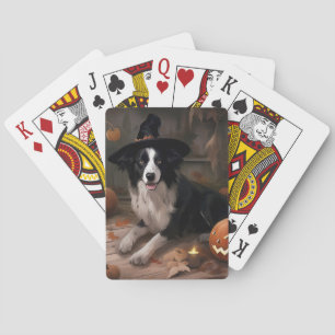Jeu De Cartes Frontière Collie Citrouilles Halloween effroi