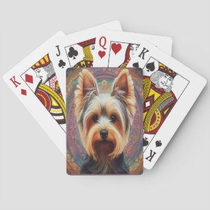 Jeu De Cartes Frontière colorée du Yorkshire Terrier chien réali