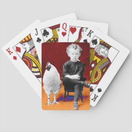 Jeu De Cartes Fumer Garçon Avec Poulet Jouer Des Cartes