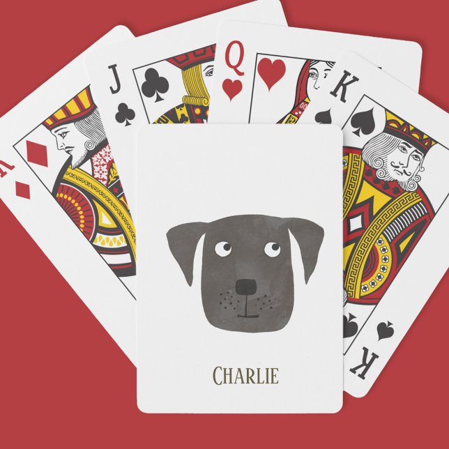 Jeu De Cartes Funny Black Labrador Retriever Chien Nom personnal (Créateur téléchargé)