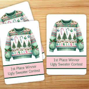 Jeu De Cartes Gagnant 1ère Place Concours Pull de Noël Moche Ver