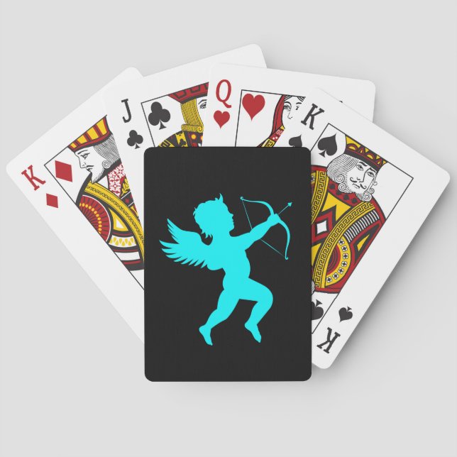 Jeu De Cartes Garçon Angel Turquoise Black Playing Cartes (dos)