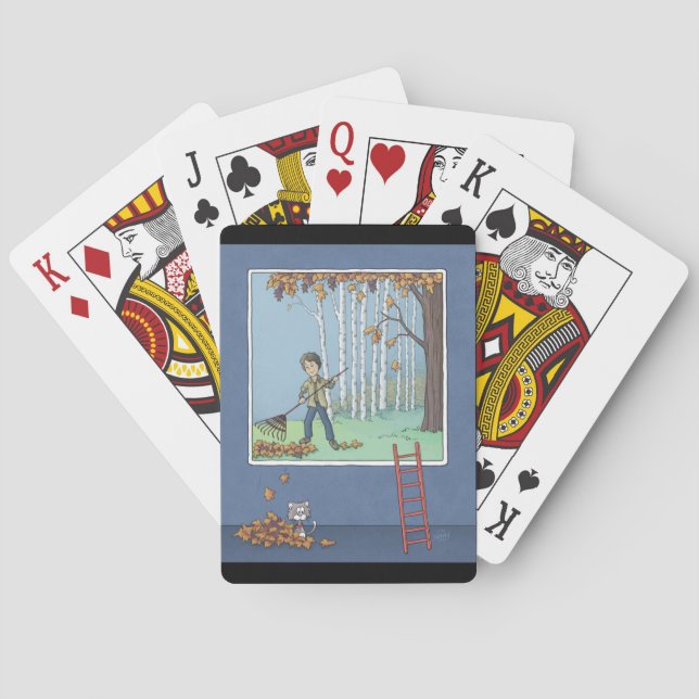Jeu De Cartes Garçon ramer des feuilles jouer aux cartes (dos)