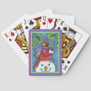 JEU DE CARTES GARDE CARDINAL SNOWMAN, CUTE NOËL REDBIRD