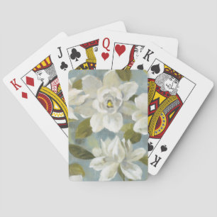 Jeu De Cartes Gardénias sur le bleu d'ardoise