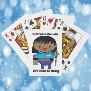 Jeu De Cartes Gardien Janitor Femme noire drôle mignonne