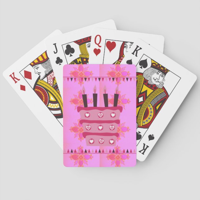 Jeu De Cartes Gâteau d'anniversaire floral pour elle / Filles Ar (dos)