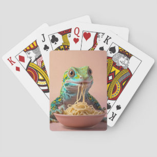 Jeu De Cartes Gecko Drôle Manger Spaghetti