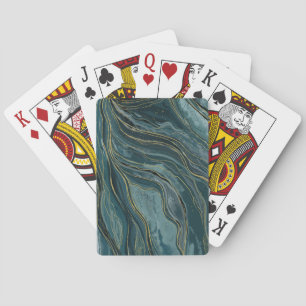 Jeu De Cartes Géode turquoise Blue Gold Abstraite Watercolor Wav