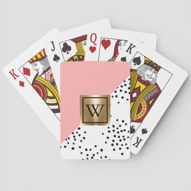 Jeu De Cartes Géométrie rose et Pois (dos)