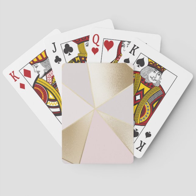 Jeu De Cartes Géométrique moderne Glam rose or (dos)