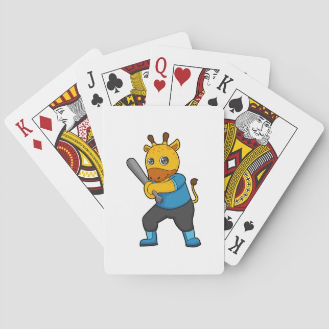Jeu De Cartes Girafe au baseball avec batte de baseball (dos)