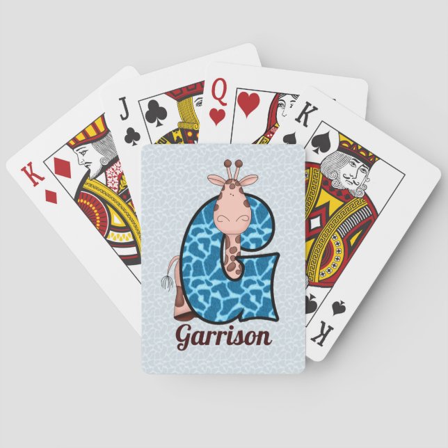 Jeu De Cartes Giraffe bleue Monogramme G Enfants (dos)
