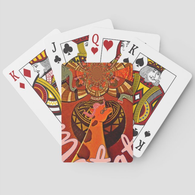 Jeu De Cartes Giraffe drôle : Un charme africain kaléidoscopique (dos)