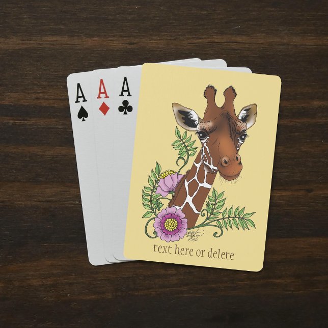 Jeu De Cartes Giraffe Fleurs de Portrait Jaunes (Créateur téléchargé)