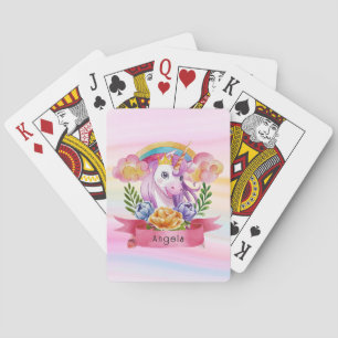 Jeu De Cartes Girls mignonne violet licorne arc-en-ciel Nom pers