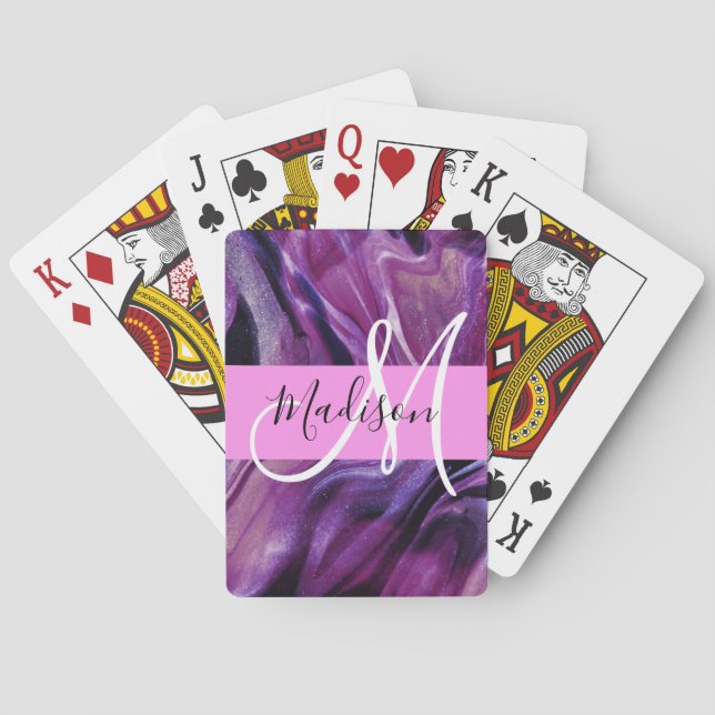 Jeu De Cartes Glam Abstrait Purple Shimmer Texture rose Monogram (dos)