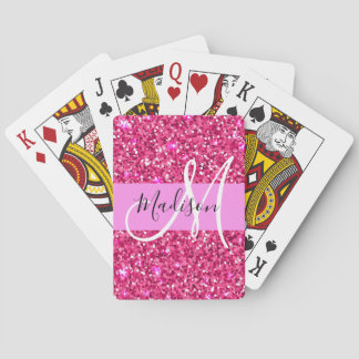 Jeu De Cartes Glam Girly Rose Pailleté Paillettes Monogramme Nom
