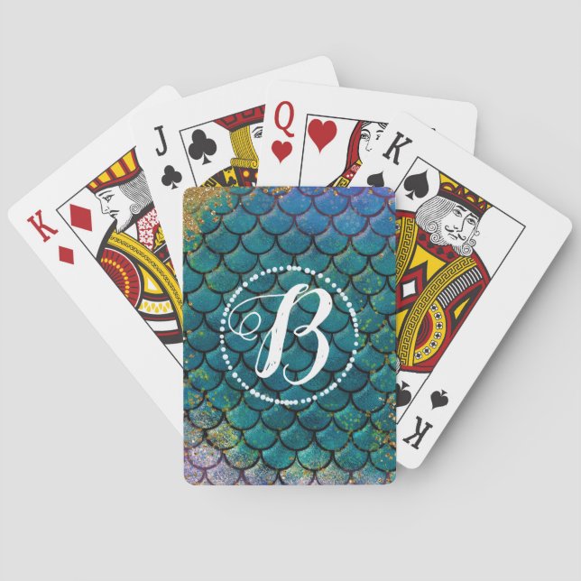 Jeu De Cartes Glam Mermaid Balances de poisson Turquoise violet  (dos)