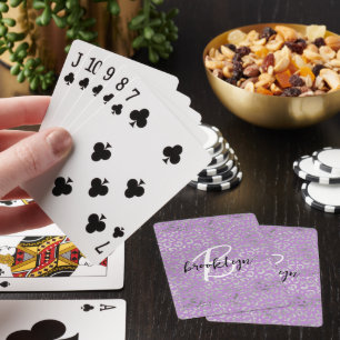 Jeu De Cartes Glam Purple Silver Leopard Spots Script Monogramme