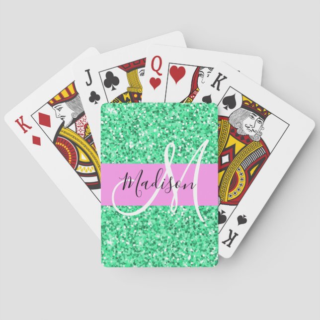 Jeu De Cartes Glam rose et Parties scintillant verte éclaboussen (dos)