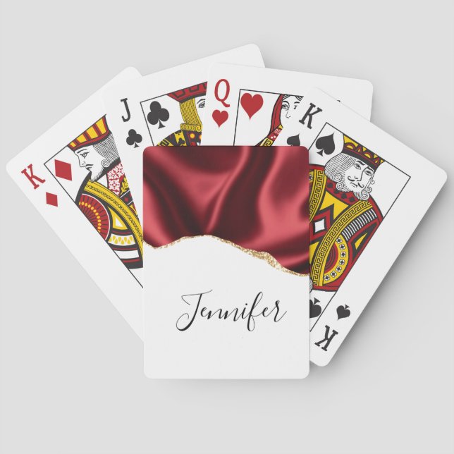 Jeu De Cartes Glam rouge foncé Satin foncé Design abstrait (dos)
