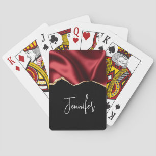 Jeu De Cartes Glam rouge foncé Satin foncé Design abstrait
