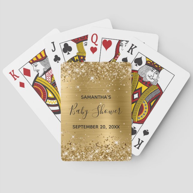 Jeu De Cartes Glittery Gold Baby shower Favoriser (dos)