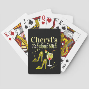 JEU DE CARTES GLITZY GOLD 60E FÊTE D'ANNIVERSAIRE