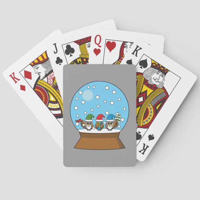 Jeu De Cartes Globe des neiges avec trois Chouettes Gnomes (dos)