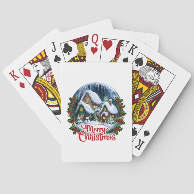 Jeu De Cartes Globe des neiges du village d'hiver (dos)
