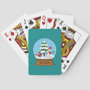 Jeu De Cartes Globe w Cardinal Snowman & Pine Tree   Personnalis