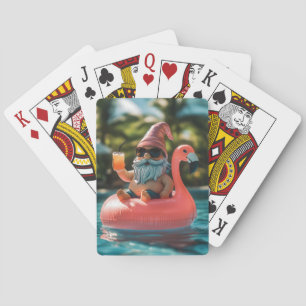 Jeu De Cartes Gnome d'été en lunettes de soleil sur flotteur de
