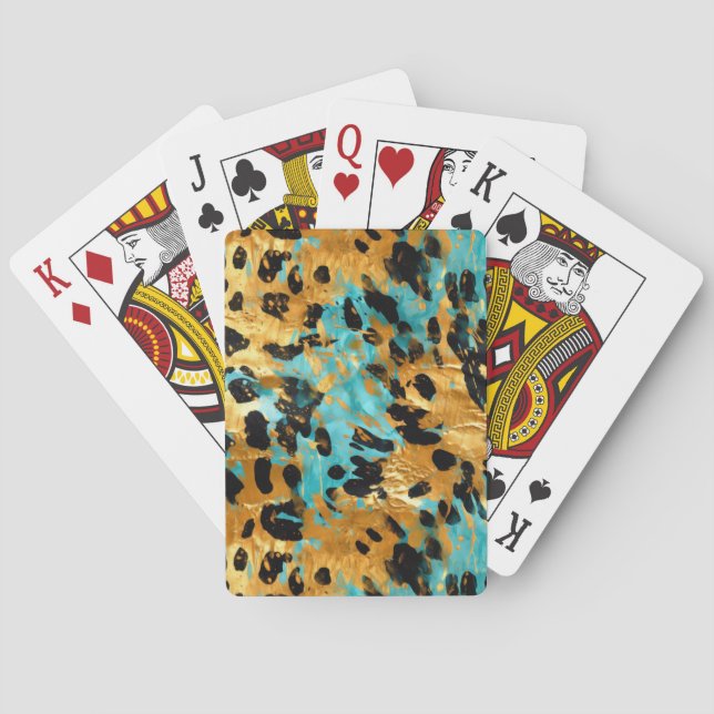 Jeu De Cartes Gold Aqua Black Leopard Animal (dos)