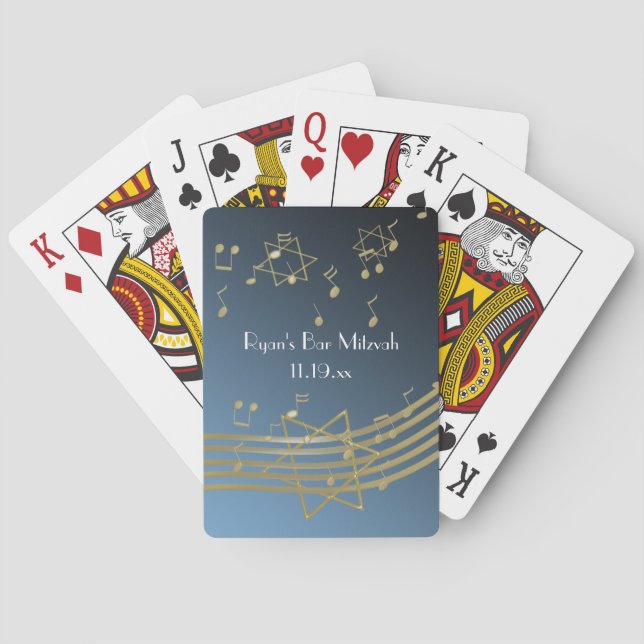 Jeu De Cartes Gold et Blue Music Bar Mitzvah (dos)