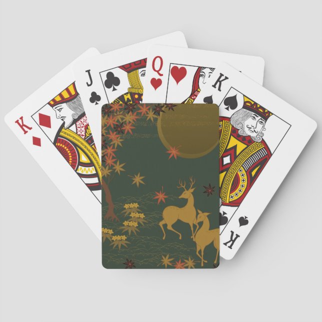 Jeu De Cartes Gold Fall Moon Russe Forêt Nature Cerf (dos)