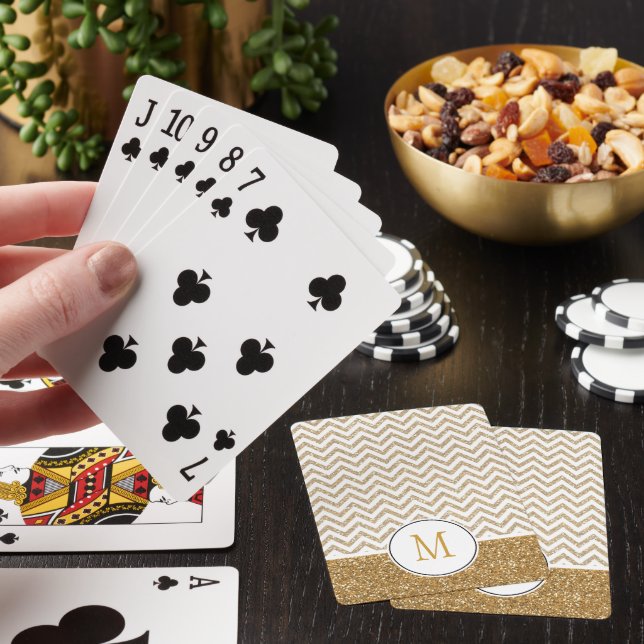 Jeu De Cartes Gold Glam Faux Parties scintillant Chevron (In Situ)